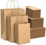 120 Pcs Kraft Paper Bag With Handles, Mixed Size Brown Paper Bags Bulk, Retail Bags, Shopping Bags, Gift Bags for Wedding, Birthday, Party Favor (Small/Medium/Large, 40 Each)