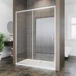 ELEGANT 1600mm Sliding Shower Door 6mm Safety Tempered Glass Reversible Bathroom Shower Enclosure Cubicle