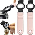 DUNLAGUE Soda Can Opener and Beer Bottle Opener Bartender with 4.2" Long Silicone Handle, Pop Top Can Tab Opener for Long Nails, Bottle Opener for Arthritic Hand and Seniors 2-Pack Pink