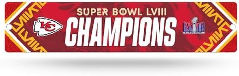 Rico Industries NFL Football Kansas City Chiefs 2024 Super Bowl LVIII Champions Plastic 4" x 16" Street Sign