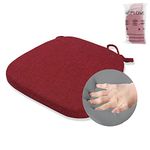 KGPLOME Chair Cushion with Ties for Dining Chairs - Memory Foam Non Slip Kitchen Chair Pad and Dining Seat Cushion with Machine Washable Cover [17 x 16.2 Inches] (Red, 1)