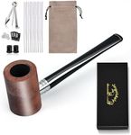 Joyoldelf Handmade Tobacco Pipe Set - Rosewood Tobacco Pipe with Flat Bottom Design, Pipe Starter Kit with Gift Box and Accessories for Beginner and Pipe Lover