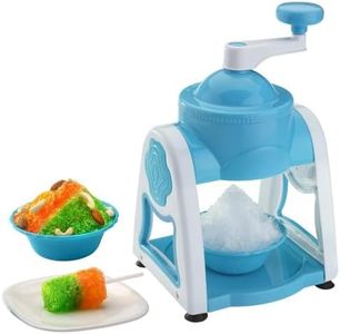 Rajsha Mart Manual Ice Gola Maker, Blue and White, Plastic, with 6 Sticks and 3 Bowls, Ice Crusher and Slush Grinder Machine