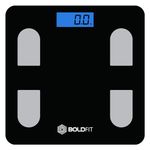 Boldfit Weight Machine for Body Weight Machine Digital Bathroom Scale for Human Body Weight Measurement Extra Thick Weighing Scale with LCD Display 36Months Warranty, Black,Max Weight 180Kgs