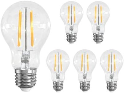 LUTW E27 Vintage Light Bulbs, 6W E27 Edison Screw Bulb Warm White 2700k, 60W Equivalent, E27 LED Bulb Non-dimmable, A60 Vintage Clear Glass Globe Energy Saving Light Bulbs, 690lm, Pack of 6