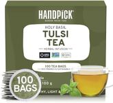 HANDPICK, Holy Basil Tea Bags (100 Count) Caffeine Free, Non-GMO Tulsi Leaves- Tulsi Tea | Round Herbal Tea Bags/Tulsi Tea Bags