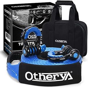 Otherya Heavy Duty Tow Strap Recovery Kit 3'' x 20 ft (35,000 lbs) -Break Strength, Triple Reinforced Loop + 3/4 Heavy Duty D Ring Shackles (2pcs) + Storage Bag