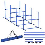 PawHut Set of 4 Dog Training Agility Gear Adjustable Jump Bar Pet Exercise Kit with Carrying Bag (Blue)