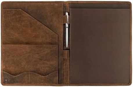 Moonster Leather Portfolio Professional Organizer Padfolio – Resume Folder with Luxury Pen - Leather Binder Portfolio Writing Pad with Business Card Holder - Portfolio Folder for Men & Women