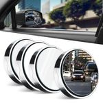 Suction Cup Car Convex Blind Spot Mirror - 360° Wide Angle HD Glass Silver Side Rearview Mirror for Cars SUVs Trucks - Universal Automotive Accessories (4pcs)