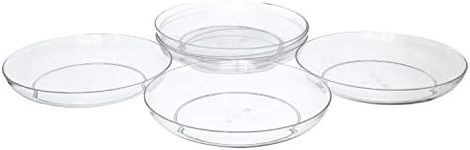 Royal Imports 9" Clear Plastic Saucer Plant Drip Tray, Low Pie Plate, Floral Flower Dish, Wedding, Party, Home and Holiday Decor, 6 Pack