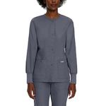 Landau Women's Essentials Relaxed Fit 4-Pocket Snap-Front Scrub Jacket 7525 Medical Lab Coat, Steel Grey, 4X-Large Plus