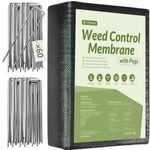 Velway Weed Control Membrane 2x10M - with 60 Garden Pegs Heavy Duty Weed Control Barrier Fabric Landscaping Ground Cover Weed Suppressant Membrane for Artificial Grass Patio Paths Flower Beds