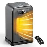 FLANUR Electric Heaters for Home, 1500W Energy Efficient Quiet Space Heater with Programmable Thermostat, Remote Control, 12H Timer, ECO Mode & 70° Oscillation for Office, Bedroom, 26cm, Black