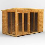 POWER High Grade Premium Pent Summer House Wooden Shed with PVC Window sills, Door & Window Flexibility, made from 12 mm Extra Thick Timber & Toughened Glass