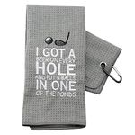 PXTIDY Funny Golf Towels for Men I Got A Beer On Every Hole and Put 5 Balls in One of The Ponds Embroidered Golf Towel with Clip Gift for Golf Lover Beer Lover (grey)