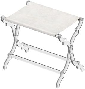 Byingo Acrylic Luggage Rack, Fancy Foldable Suitcase Stand with PET Fabric Shelf for Guest Room, Bedroom, Hotel, Holds Up to 50-100 lb, Modern, Portable, Easy to Use, Heavy-Duty