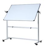 VIZ-PRO Double-Sided Magnetic Revolving Mobile Whiteboard, Aluminium Frame & Stand,W110xH75 cm