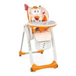 Chicco Polly2Start Highchair For 0 Months- 3 Years (Upto 15 Kg), Multi-Position Recline, 8 Positions Height Adjustment, 4-Wheels With Rear Brakes, 4-Level Adjustable Footrest (Fancy Chicken Orange)