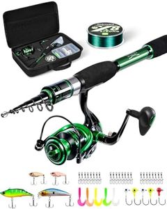 Ghosthorn Fishing Rod and Reel Combo, Graphite Telescoping Fishing Pole Collapsible Portable Travel Kit with Carrier Bag for Freshwater Fishing Gift for Men Women