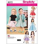 Simplicity Sewing Pattern 8072OS Vintage Inspired 18" Doll Clothes, Paper, White, OS (ONE Size)