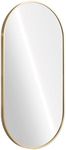 Navaris Oval Wall Mirror - 75 x 38 x 3 cm - Wall Mounted Hanging Mirror with Brushed Brass Rustproof Aluminium Frame - Mirror for Bathroom Bedroom Hallway