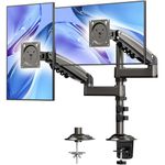 HUANUO Dual Monitor Stand - Height Adjustable Gas Spring Double Arm Monitor Mount Desk Stand Fit Two 13 to 32 inch Screens with Clamp, Grommet Mounting Base, Each Arm Hold up to 20lbs