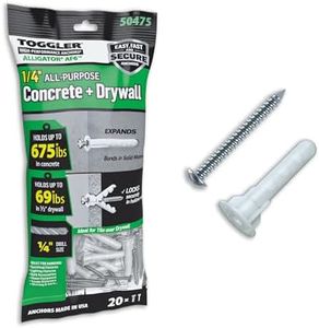TOGGLER ALLIGATOR AF6 Flanged Anchor with Screws, Polypropylene, Made in US, For #6 to #12 Fastener Sizes (Pack of 20)
