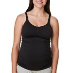 Bravado! Basics Women's Seamless Maternity Nursing Tank Top Cami for Breastfeeding with Adjustable Straps, Black, Large