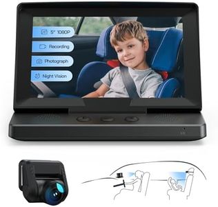 WOLFANG Espejo de Coche para Bebé HD 1080P Espejo Retrovisor para Coche de Bebé, USB-C Plug and Play Fácil Instalación, Monitor para Bebé con Pantalla de 5 Pulgadas y Cámara de Visión Nocturna