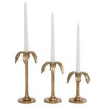 Deco 79 Aluminum Solid Candle Holder, Set of 3 6", 8", 10"H, Gold