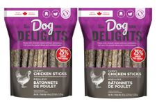 Dog Delights Chewy Chicken Sticks, All Natural & Preservative Free Training Dog Treats - 2 x 1.25 kg