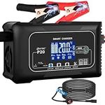 HTRC 20A Car Battery Charger 12V/24V, Battery Maintainer, Trickle Charger and Battery Desulfator with LCD Screen for Boat, SUV, Motorcycle/LITHIUM, LiFePO4 and Lead-Acid(AGM, GEL, MF, EFB, SLA, WET)