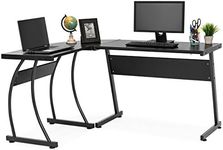 Best Choice Products 3-Piece L-Shaped Corner Computer Desk Workstation w/Metal Frame, Foot Pads, Black