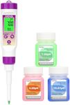 GIDIGI pH Meter Food Digital Electronic pH Tester for Fermentation 3*50ml pH Buffer Calibration Solution Kits Hot Sauce Food Tester Probe for Cheese Sourdough pH Temperature pH Test Strips for Acidity