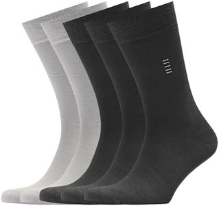 VRD SOCKS Men’s Dress Socks, Mid Calf Socks for Men, 5-Pairs Plain Design, Crew Socks for Men Shoe Size 8-13 (Grey Assorted1)