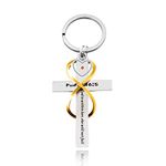 Tobestu Stainless Cross Infinity Keychain Psalm 46:5 Christian Bible Quote Keyring Mustard Seed Baptism Gift Y1128 (Heart)