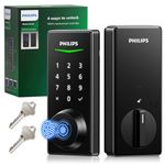 Philips Fingerprint Door Lock, Touchscreen Digital Keypad Deadbolt with Keys, Electronic Biometric Keyless Entry, Auto Locking, Easy Install, Matte Black