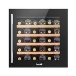 Baridi 60cm Built-In 36 Bottle Wine Cooler with Beech Wood Shelves and Internal LED Light, Black - DH206