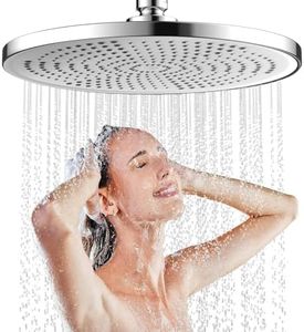 JINYOMFLY Soffione Doccia 10 Pollici Anticalcare, Grande Soffione Doccia Fisso a Pioggia, Rotondo Soffioni Docce, Soffione Doccia alta Pressione, Testa Doccia Regolabile 360°, 25cm (Argento)