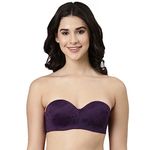 Enamor Women's 75% Nylon & 25% Spandex Casual Padded Wired Bra (F074_BlackBerry Cordial LACE_38C)