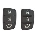 Perfect Shoppe Plastic 3 Button Flip Key Rubber Pad for Hyundai i20 Verna Xcent, iGen, Sportz, Magna (Black, Medium) - Pair of 2 Pieces