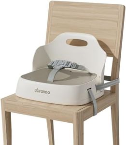 UBRAVOO Portable Booster Seat for Dining, Travel High Chair with 3-Point Harness and 2 Adjustable Straps, Washable Baby Food Chairs 6 Months Plus Sitting Up (Khaki)