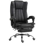 Vinsetto Reclining Office Chair, Microfibre Computer Desk Chair with Footrest for Home with Adjustable Height, Padded Arm, Swivel Wheels, Black