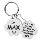 Jypr Customized Product's Jypr Customized Pet Id Tag Personalize Black Engraved Name Collar Tag For Your Loving Pet Dog,Cat,Puppy,Horse (Paw Shape Funny Cartoon 2 Mm Thick Tag With Little Paw Charm)