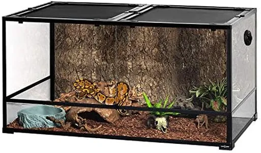 REPTIZOO Large Reptile Terrarium 120 Gallon, Tall & Wide Tempered Glass Reptile Tank 48" x 24" x 24" with Sliding Door Top Screen Ventilation & Anti Escape Lid, Full View