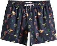 MaaMgic Mens 4 Way Stretch Swim Trunks 5.5" with Mesh Lining Quick Dry Swimwear Bathing Suits,Hot Tree,X-Large