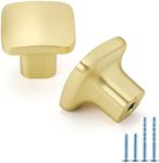 goldenwarm 1pack Cupboard Door Knobs Gold Cabinet Knobs Solid Brushed Brass Cupboard Knobs Square Gold Knobs Zinc Alloy Bathroom Cabinet Knobs