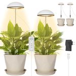 Sondiko Grow Light for Indoor Plants Full Spectrum, 2 Pack LED Grow Lights with Plant Pots, Height Adjustable Plant Light with Auto On/Off 3/6/12H, Idea for Small Plants