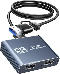 Capture Card 1080p 60fps, 4K HDMI Video Game Capture Card to USB/Type-C with Microphone & HDMI Loop-Out, Low Latency Record Broadcast Live Streaming Compatible with Nintendo Switch/PS4/PS5/Xbox One
